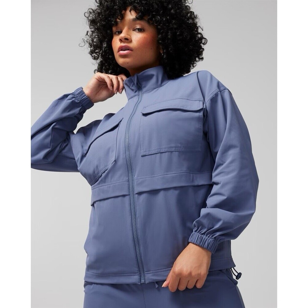 SOMA Tech Knit Zipper Jacket Lightweight Softshell Pockets Blue XS Pristine